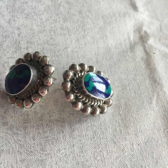 Sterling Silver Azurite Earrings - Picture 8 of 8